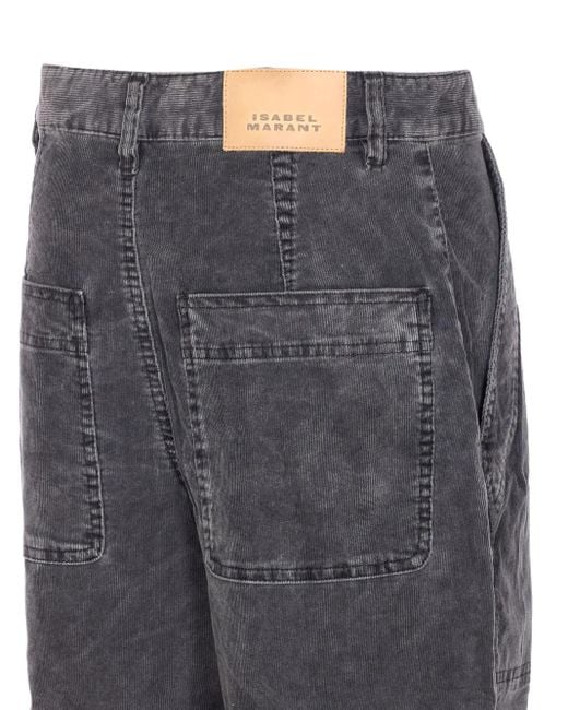 Isabel Marant Gray Onyta Patch-Pocket Corduroy Trousers