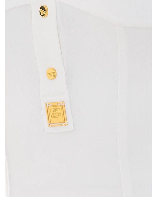 Elisabetta Franchi White Button-Up Long-Sleeve Body