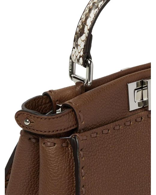 Fendi Brown Mini Peekaboo Leather Tote Bag