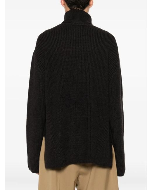 P.A.R.O.S.H. Black High-Neck Ribbed Sweater