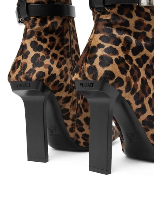 Versace Brown 105Mm Leopard-Print Boots