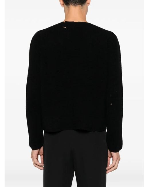 Second/Layer Black Distressed Sweater for men
