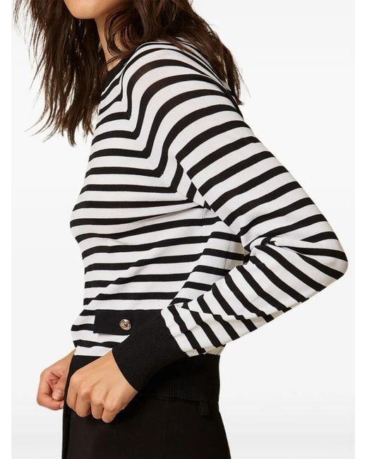 Twinset Black Pull Rayé À Col Rond