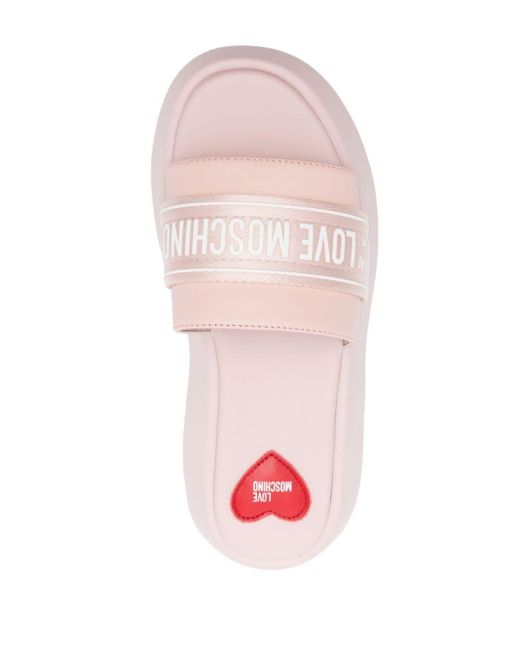 Sandalias con plataforma y logo Love Moschino de color Pink