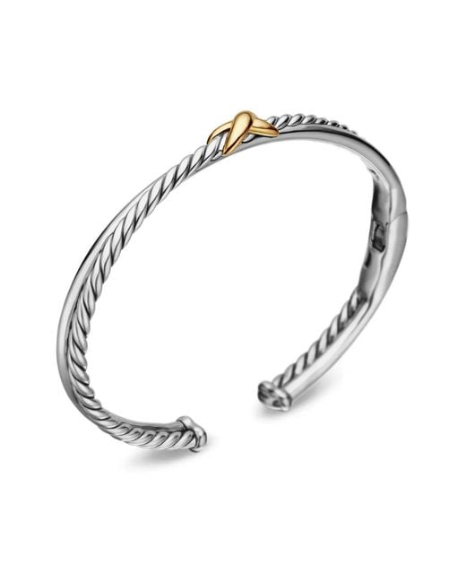David Yurman White 18Kt And Sterling Petite X Center Station Bracelet (5.2Mm)