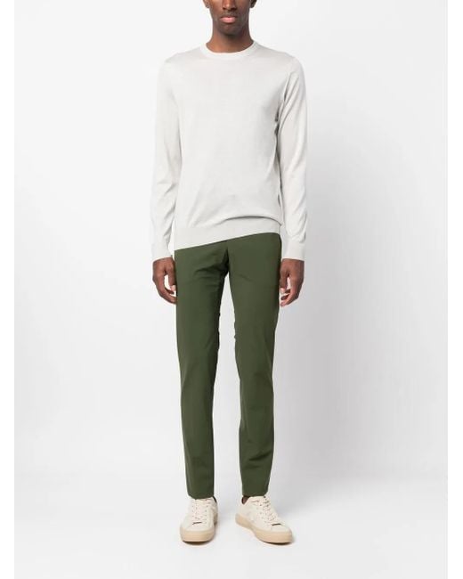 Fedeli White Ribbed Crew Neck Jumper for men