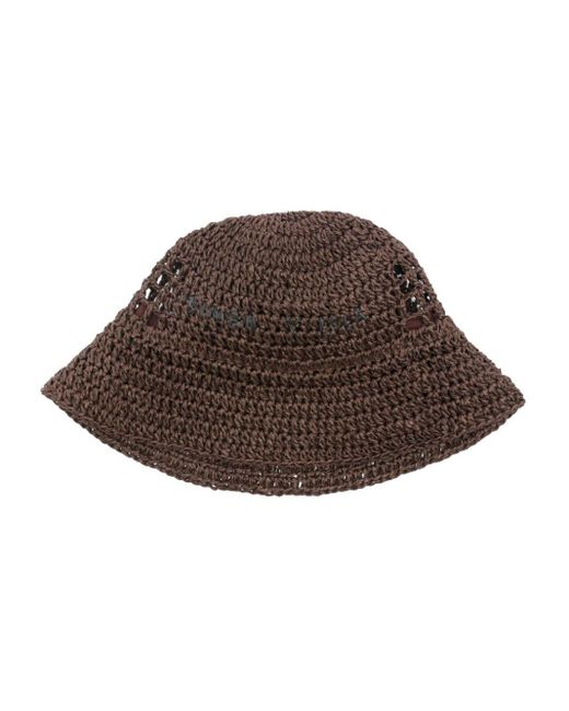 Bimba Y Lola Brown Logo-embroidered Interwoven Bucket Hat