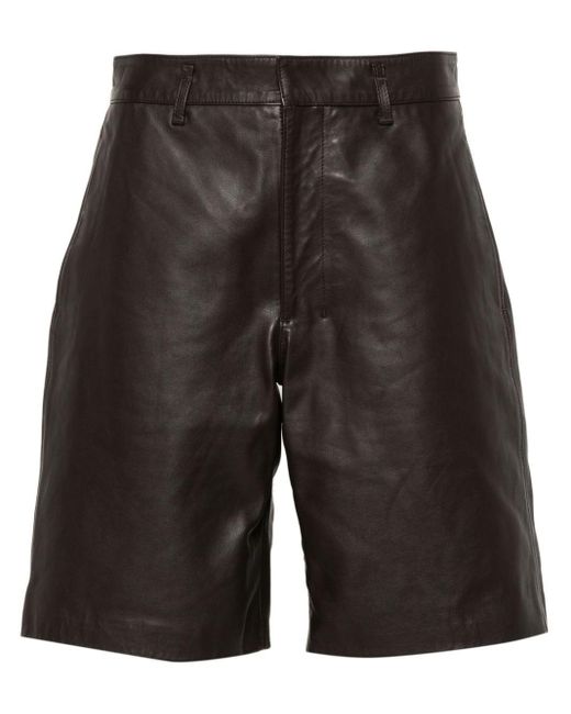 Lemaire Gray Leather Knee Shorts
