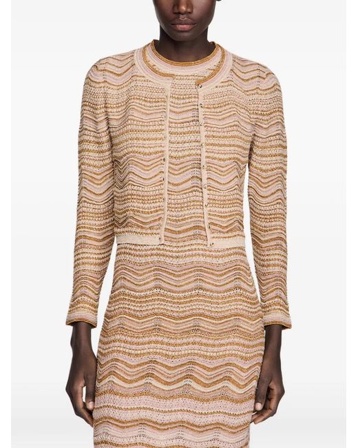 Sandro Natural Wave-Pattern Cardigan
