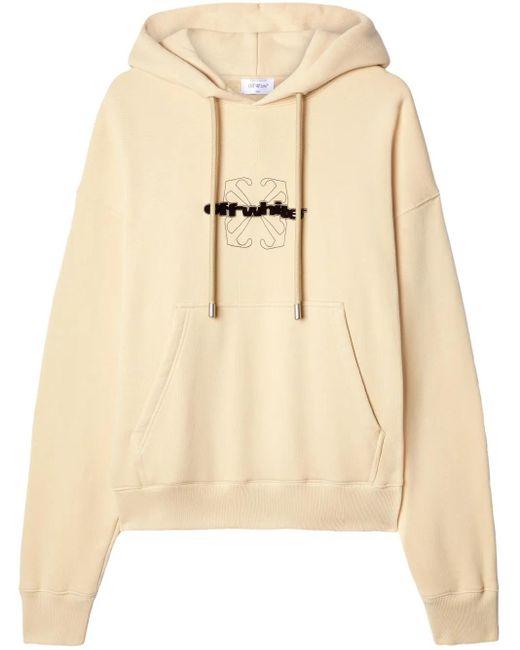 Off-White c/o Virgil Abloh Natural Flocked-Logo Hoodie for men