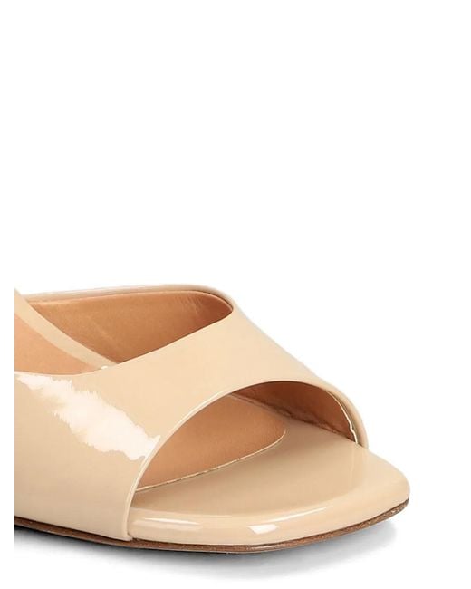 Julie Dee Natural Patent-Finish Ankle-Strap Sandals
