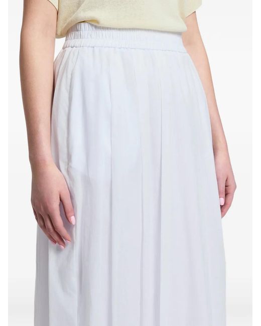 Peserico White Midi Elasticated-Waistband Pleated Skirt