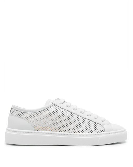 Doucal's White Perforated Leather Sneakers