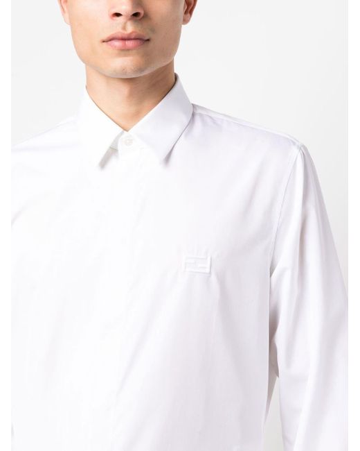 Fendi White Long-sleeve Cotton Shirt for men