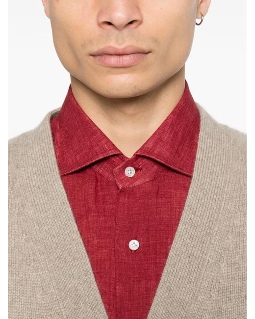 Isaia Red Buttoned Shirt for men