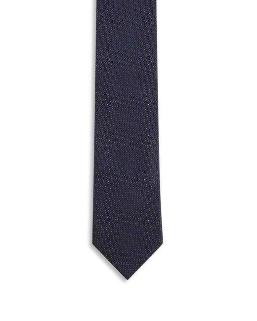 Zegna Blue Geometric-Pattern Silk Tie for men
