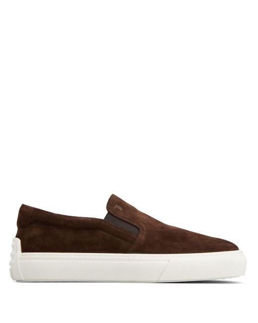Tod's Brown Slip-on Suede Sneakers for men