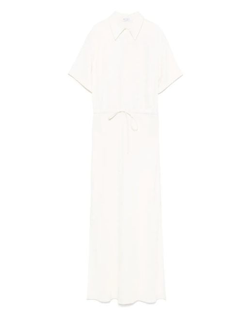 Brunello Cucinelli White Kurzärmeliges Maxikleid