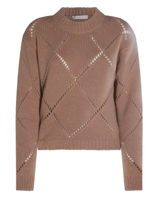 Zanone Brown Diamond-Pattern Knit Sweater