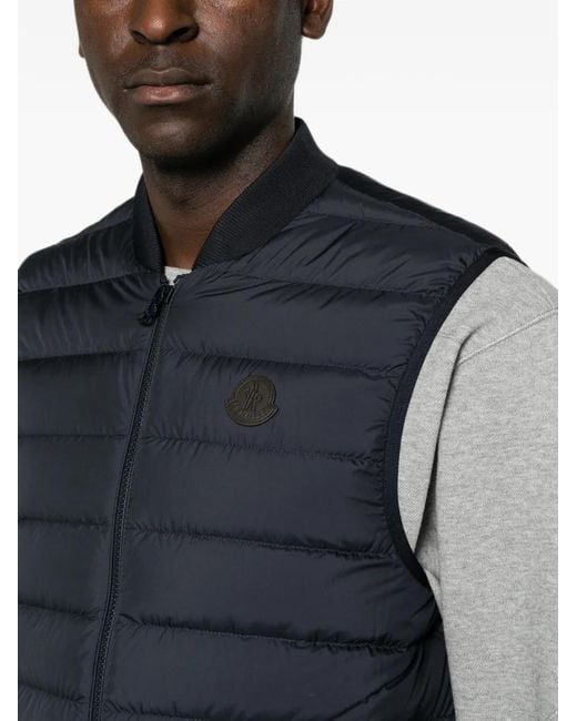 Moncler Blue Quilted Logo-Patch Gilet for men