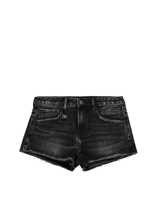 R13 Black Effie Frayed-Edge Denim Shorts