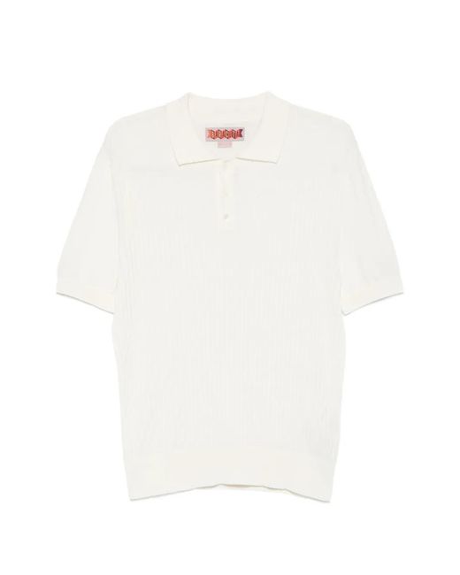 Baracuta White Pattern Stitch Ss Polo for men