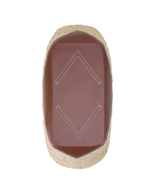 Lanvin Natural Sac À Main Médium À Patch Logo Catch