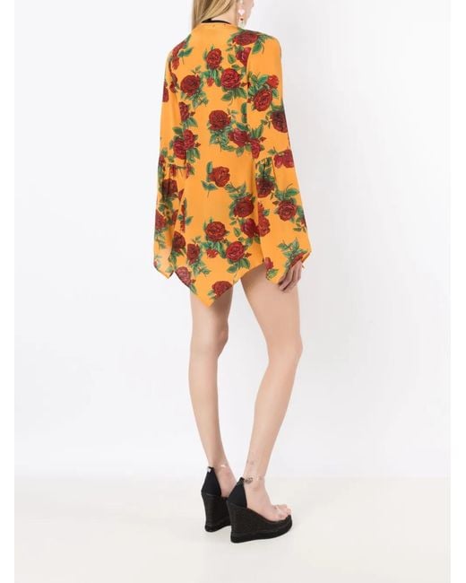 Amir Slama Orange Blouse Nouée À Fleurs