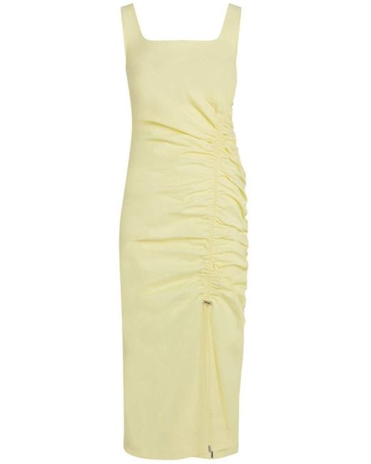 Karl Lagerfeld Yellow Draped Stretch-cotton Dress