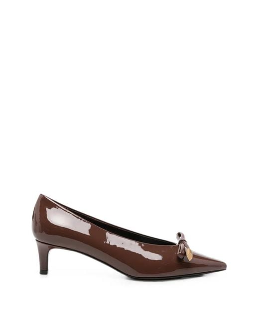 Roberto Festa Brown Bow-Detail Patent-Finish Leather Heeled Pumps