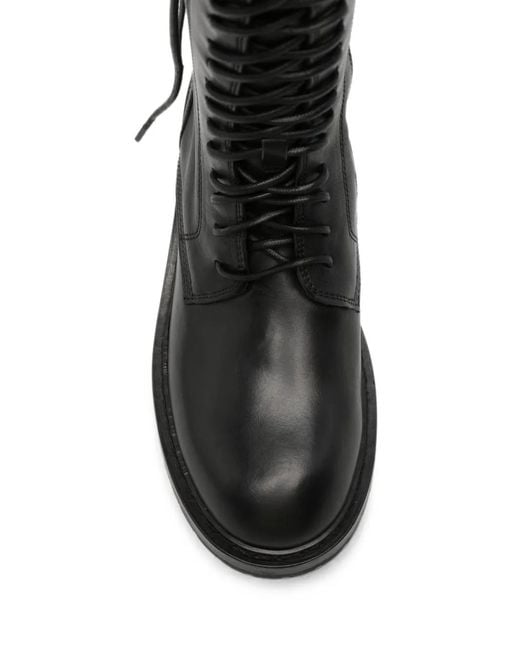 Ann Demeulemeester Black Buckle-Fastening Lace-Up Boots