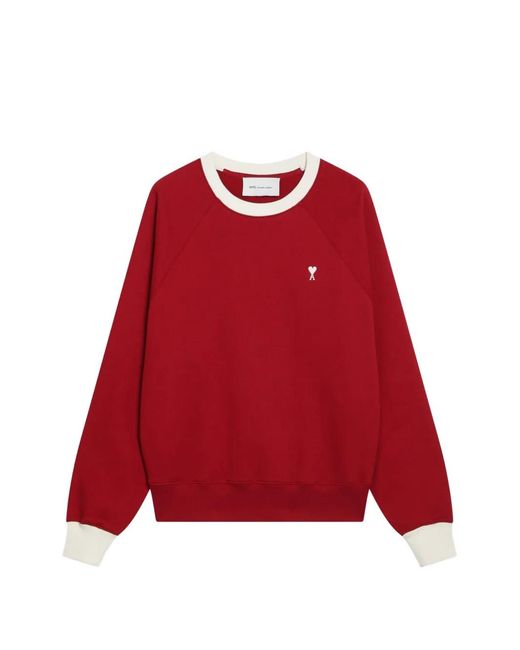 AMI Red Ami De Coeur Raglan-Sleeve Sweatshirt