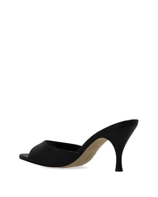 Aeyde Black Leather Heeled Sandals