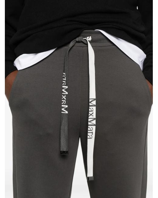 Max Mara Gray Drawstring Wide-Leg Track Pants