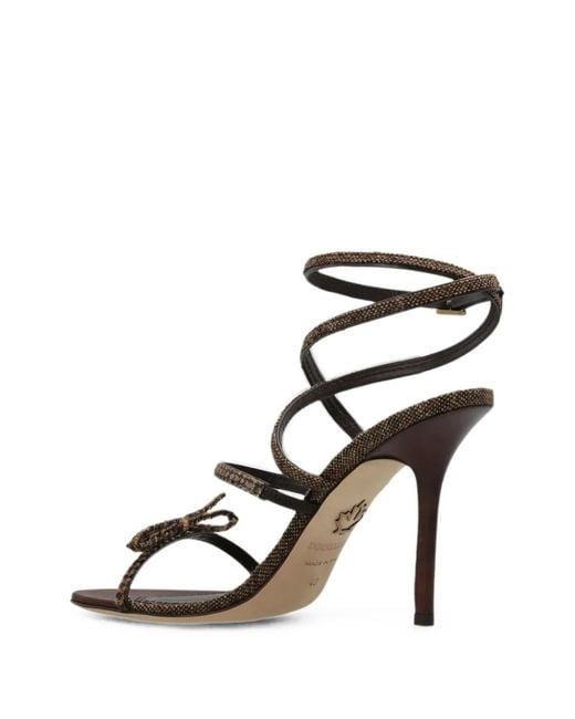 DSquared² Black Classic Check Bow-Detail Sandals