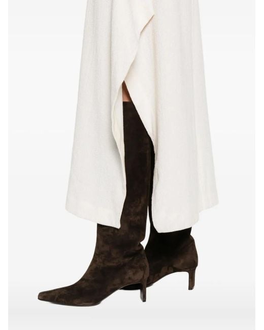 Nanushka White Midikleid mit drapiertem Saum