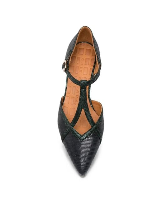 Chie Mihara Blue Hidrow Reptile-Effect T-Bar Heeled Pumps