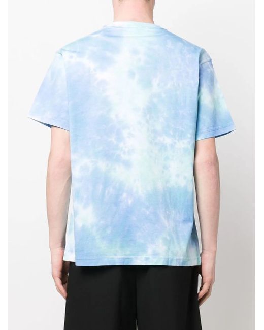 Versace Jeans Couture Blue Tie-Dye Slogan-Print T-Shirt for men