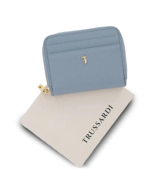 Trussardi Blue Cameo Zip-Around Wallet
