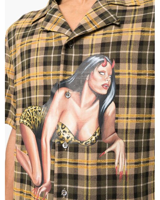 Roberto Cavalli Multicolor Graphic-print Plaid Short-sleeve Shirt for men