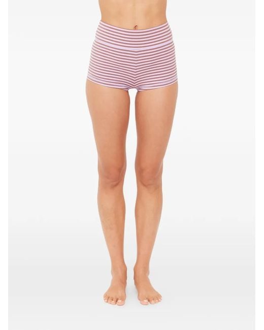 The Upside Red Miami Fox Striped Bikini Shorts