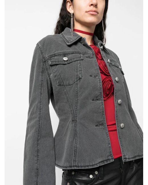 Magda Butrym Black Fluted Denim Jacket