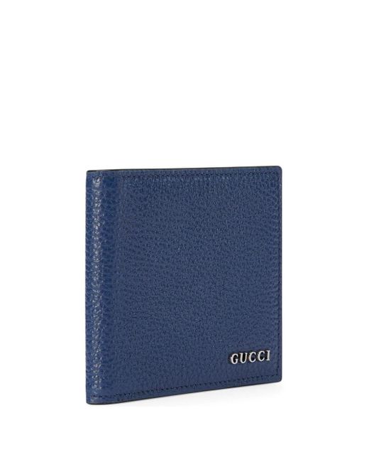 Cartera plegable con placa del logo Gucci de hombre de color Blue