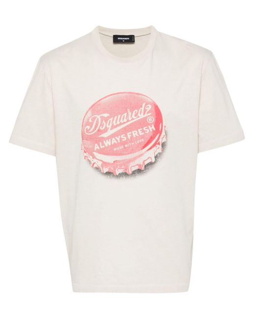 DSquared² Pink Graphic-print Cotton T-shirt for men