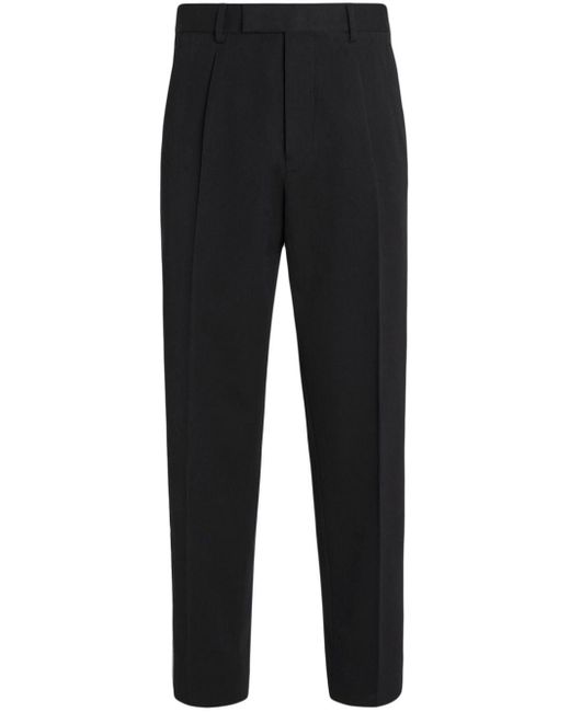 Zegna Black Mid-rise Tailored Trousers for men