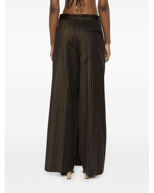 Jean Paul Gaultier Black Pinstripe Layered Wool-blend Trousers