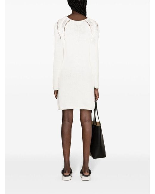 Claudie Pierlot White Asymmetric Chunky-knit Midi Dress