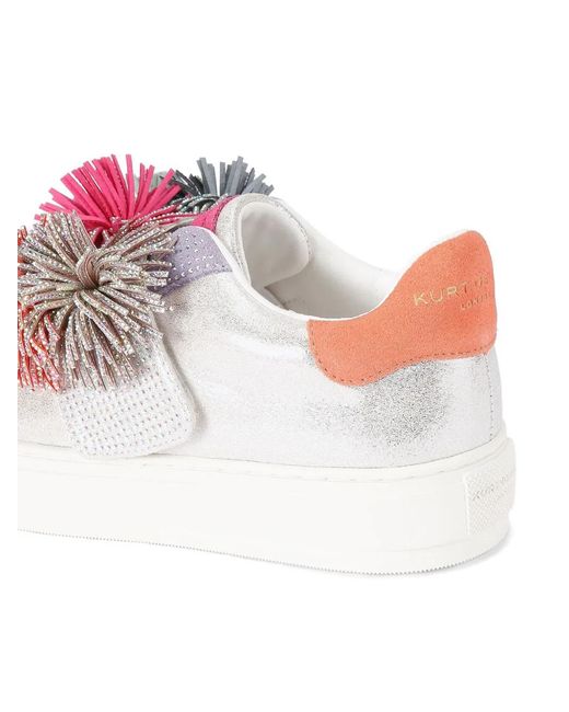 Kurt Geiger Pink Laney Pom Pom Leather Sneakers