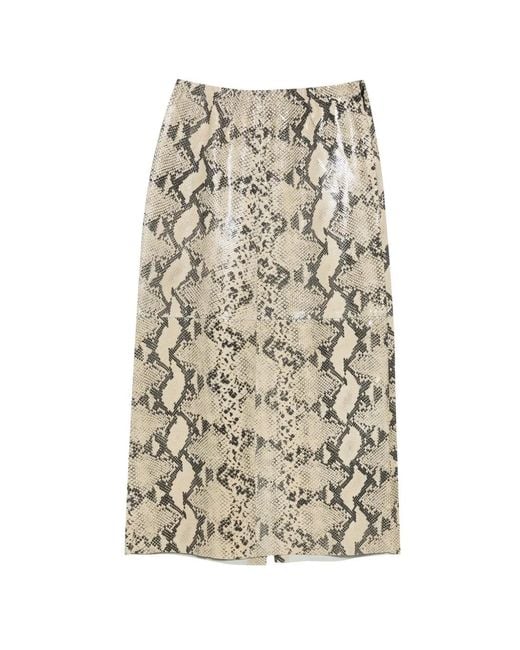 Alysi Natural Python-Effect Elasticated Skirt