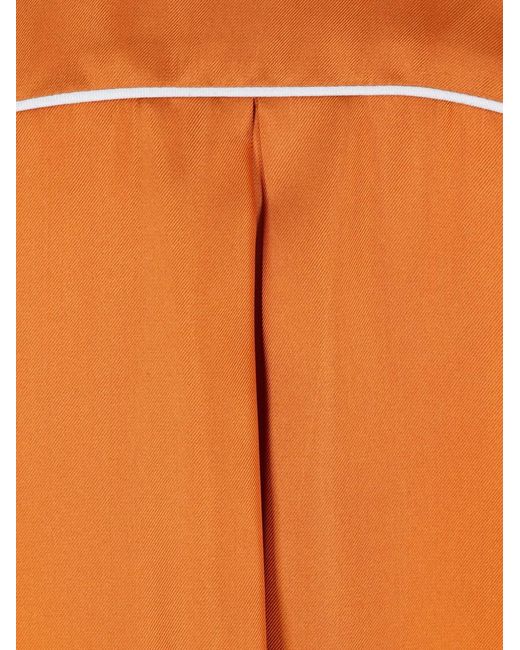 Raquel Diniz Orange Piping-Detail Silk Shirt